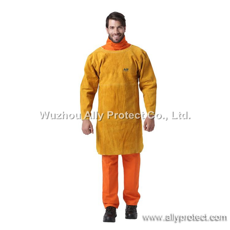 AP-6200 Golden Leather Long-sleeves Full Bib Apron